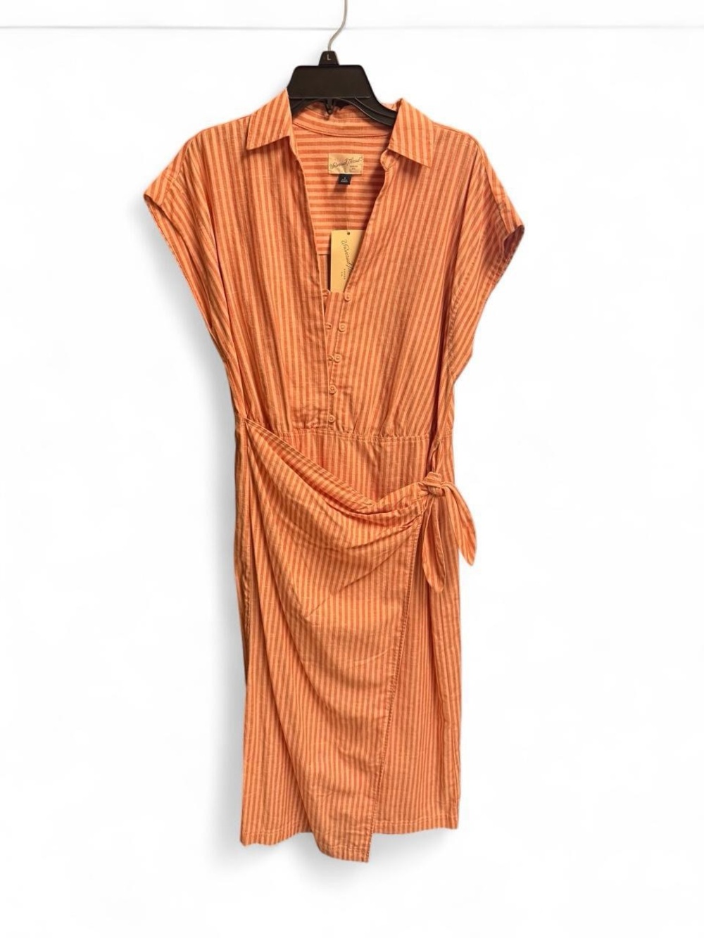 Sunny Vertical Stripe Wrap Dress - Orange/Coral/white